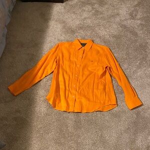 Ralph Lauren Men's Bright Orange Long-Sleeve Button-Down Shirt